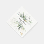 メドーグリーンと金ゴールドフレームボタニカル結婚ズ スタンダードカクテルナプキン (角)