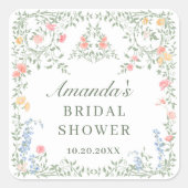 メドーパステルフランスのバラフローラブライダルシャワー スクエアシール (正面)