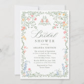 メドーパステルフランスのバラフローラブライダルシャワー 招待状 (正面)