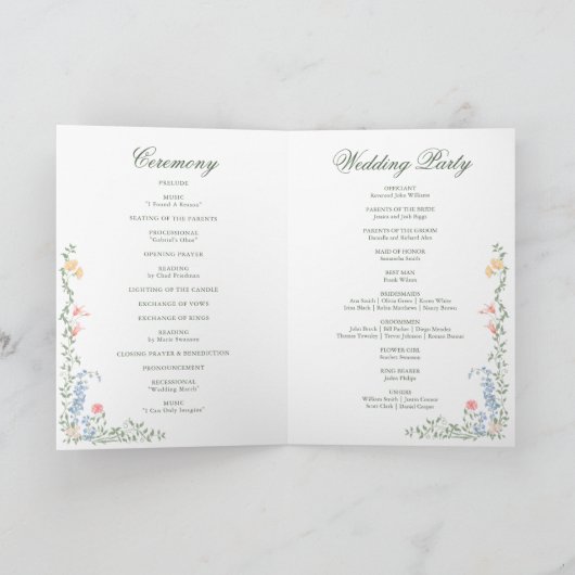 メドーパステルフランスのバラ結婚の式 プログラム (内部)