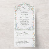 メドーパステルフランスのバラ結婚フローラ オールインワン招待状 (内側)