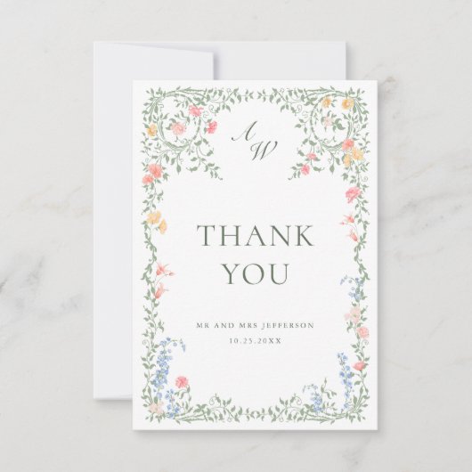 メドーパステルフランスのバラ結婚フローラ サンキューカード (正面)