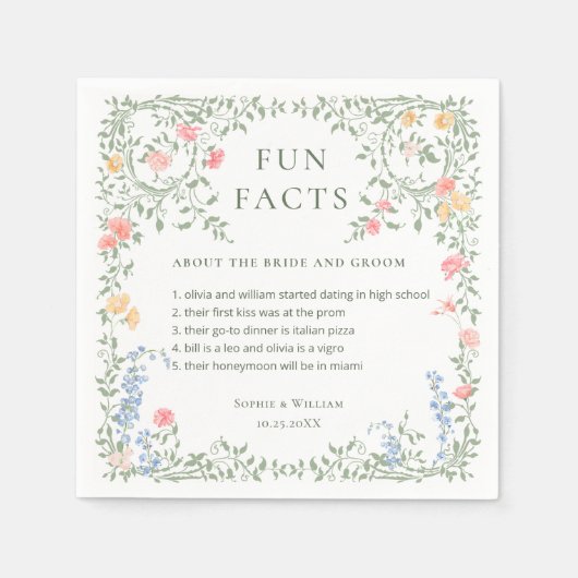 メドーパステルフランスのバラ結婚フローラ スタンダードカクテルナプキン (正面)