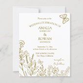 メドーフラワーズホワイト結婚金ゴールドズバジェット招待状 (正面)