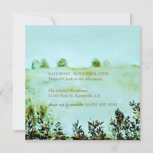 メドーモダンドカントリーシーサイドランドスケープ誕生日 招待状 (裏面)