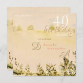 メドーモダンドカントリーフローラランドスケープ誕生日 招待状 (正面/裏面)