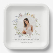メド素朴ウフローラリースフォトブライダルシャワー ペーパープレート (正面)