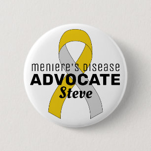 メニエール病の提唱者リボンホワイトボタン 缶バッジ
