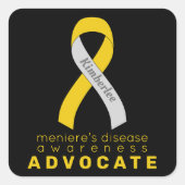 メニエール病の提唱黒四角ステッカー スクエアシール (正面)