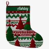 メニパーソナライズされたットのクリスマスツリー ラージクリスマスストッキング (正面)