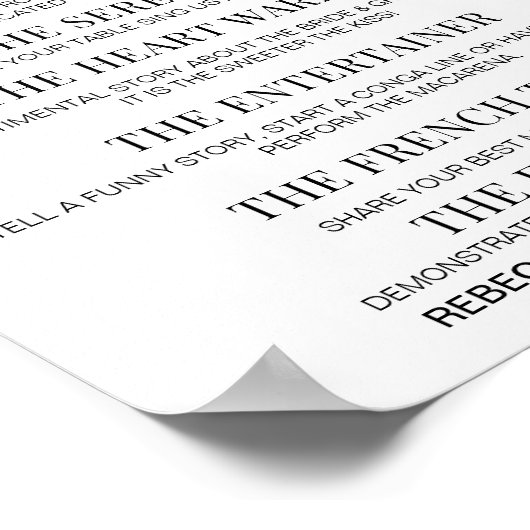 メニュキスをするーミニマル結婚リストのキスをするゲーム ポスター (角)