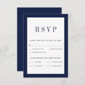 メニュクラシックーの選択が可能なRSVPカードを使用したNAVY RSVP縁どカード 出欠カード (正面/裏面)