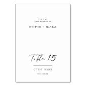 メニュシンプルーと食事の選択を持つ結婚座席表のメニュー テーブルナンバー (正面)