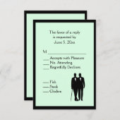 メニュシンプルー選択付き結婚GreenゲイのRRSVP 出欠カード (正面/裏面)