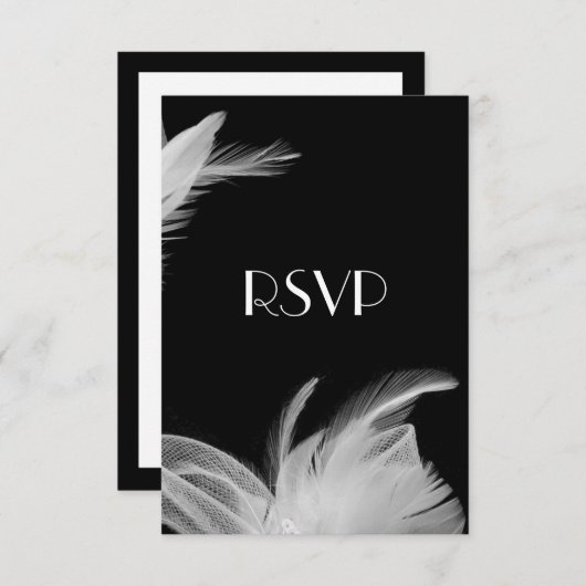メニューとの羽をつけられた20年代RSVP 出欠カード (正面/裏面)