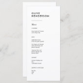 メニューのゲスト名ミニマル結婚リストのフラットメニュー メニュー (正面/裏面)