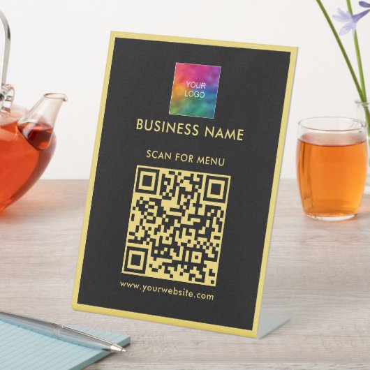 メニューのスキャンQRコードここにロゴをアップロード 台座サイン (インサイチュ)