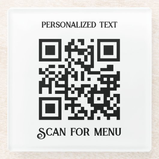 メニューのスキャンQRcodeのカスタマイズなしBGなし ガラスコースター (正面)