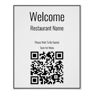 メニューの白黒QRコードスキャンへようこそ ポスター