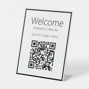 メニューのQRコードへようこそ 台座サイン