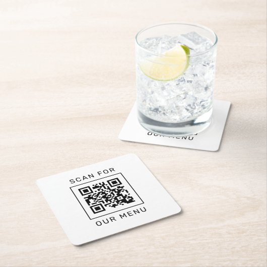 メニューのQRコードカスタムとロゴをスキャン スクエアペーパーコースター (インサイチュ)