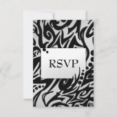 メニューへの参加申し込み付きの抽象的なシルバートライバル 出欠カード (裏面)