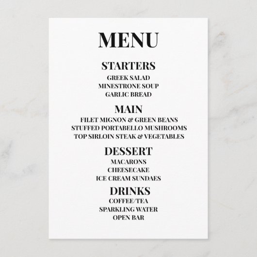 メニューをカスタマイズ - オリジナルメニューを作成 メニュー (正面)