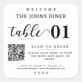 メニューをスキャンし、それを愛し、スナップ、共有It QRコード スクエアシール (正面)