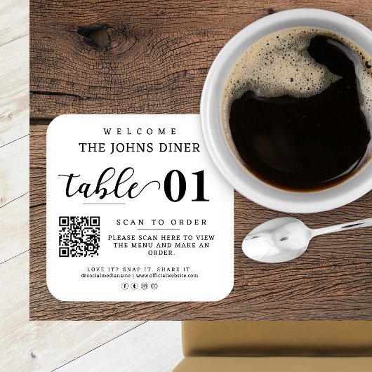 メニューをスキャンし、それを愛し、スナップ、共有It QRコード スクエアシール