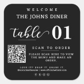 メニューをスキャンし、それを愛し、スナップ、共有It QRコード スクエアシール (正面)