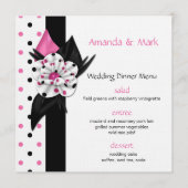 メニューを結婚するピンクおよび黒い水玉模様 メニュー (正面)