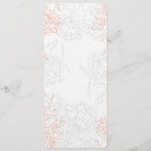 メニューを結婚する珊瑚の灰色の花のヴィンテージ メニュー (裏面)