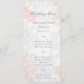 メニューを結婚する珊瑚の灰色の花のヴィンテージ メニュー (正面/裏面)