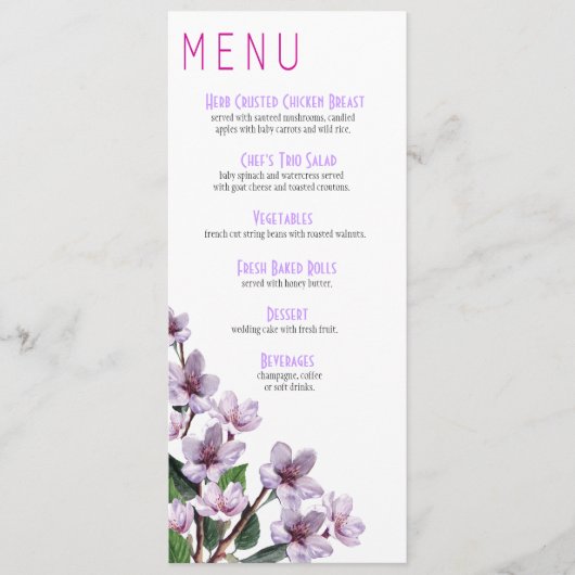 メニューを結婚する薄紫の枝 メニュー (正面)