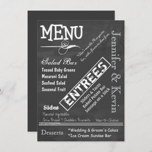 メニューを結婚する黒板のタイポグラフィ メニュー (正面/裏面)