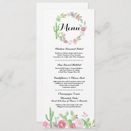 メニューウェディングレセプションサボテンフィエスタメキシコメニュー 招待状 (正面/裏面)