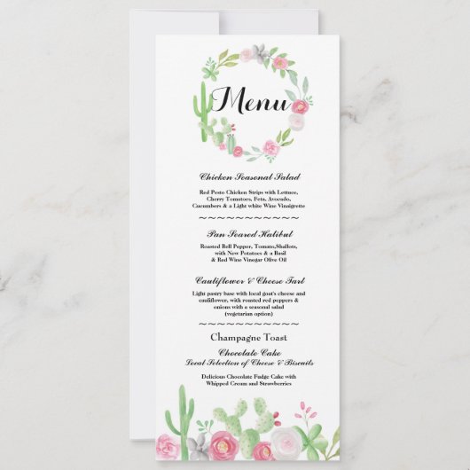 メニューウェディングレセプションサボテンフィエスタメキシコメニュー 招待状 (正面)