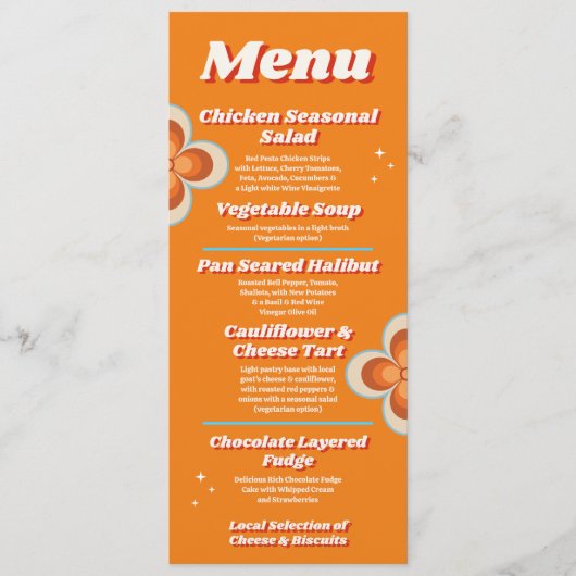 メニューウェディングレセプションレトロヴィンテージ1970s メニュー (正面)