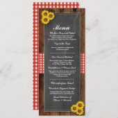 メニューウェディング素朴レセプションレッドチョークウッドチェック 招待状 (正面/裏面)