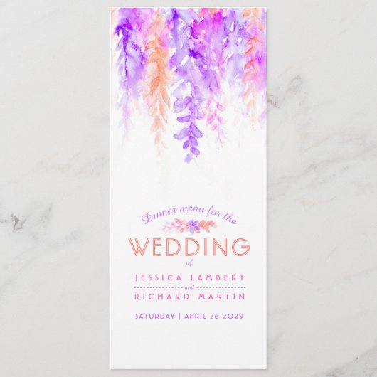 メニューオレンジ色のカスケードフローラアートの水色 メニュー (正面)