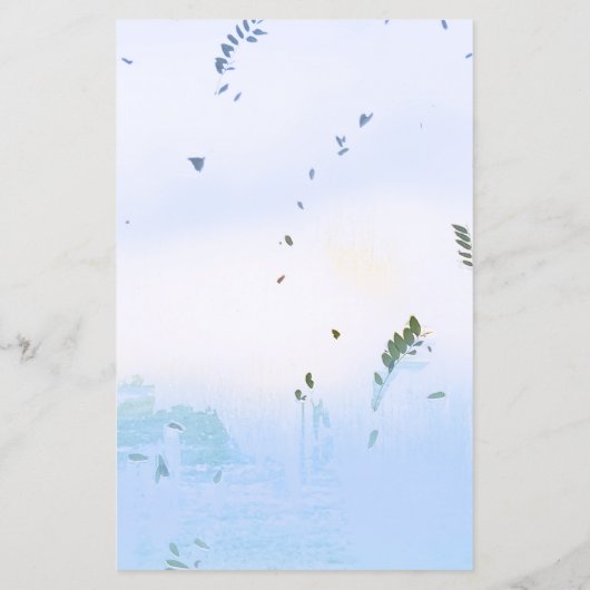 メニューカジュアルドリームパステル青い葉の背景 (裏面)