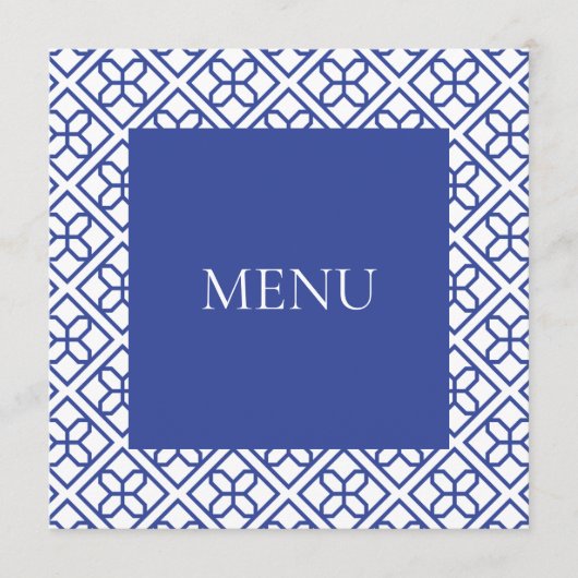 メニューカードの青と白縁ど メニュー (正面)