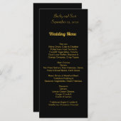 メニューカードを結婚するエレガントな黒および金ゴールド メニュー (正面/裏面)