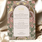 メニューカードアールヌーボー結婚の金ゴールドアクセント 箔招待状