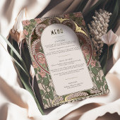 メニューカードアールヌーボー結婚の金ゴールドアクセント 箔招待状