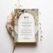 メニューカードダスティブルー金ゴールドアールヌーボーミュシャ 箔招待状