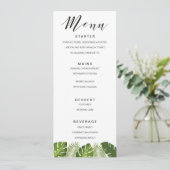 メニューカードテンプレートを結婚する熱帯葉 メニュー (スタンド正面)
