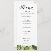 メニューカードテンプレートを結婚する熱帯葉 メニュー (正面/裏面)