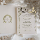 メニューカードヴィンテージミニマリストアールヌーボーゴールドフォイル 箔招待状