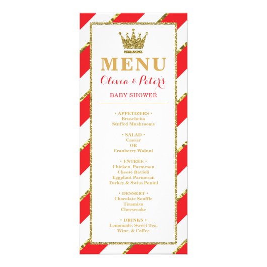 メニューカード，ベビーシャワー， Prince, 25パック ラックカード (正面)